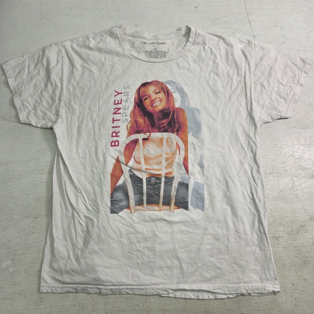 Britney Spears 90s Pop Singer Band White Chair Official Retro T-Shirt Adult XL